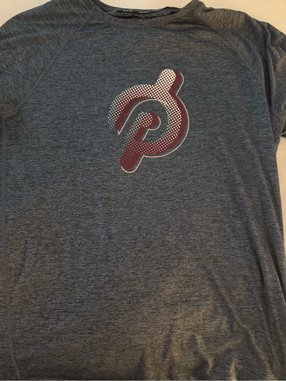 Peloton Men's Heather Gray Long-Sleeve Performance Tee with Maroon Logo